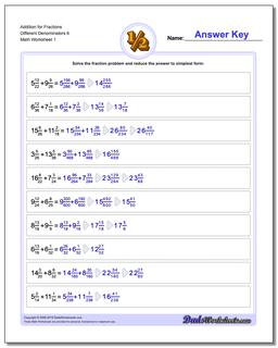 Adding Fraction Worksheets Addition Worksheet for Different Denominators 6