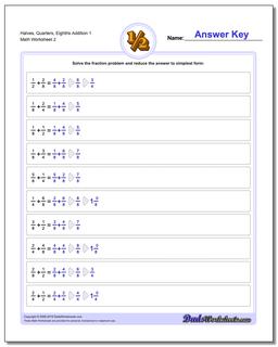 Halves, Quarters, Eighths Addition Worksheet 1 /worksheets/fraction-addition.html
