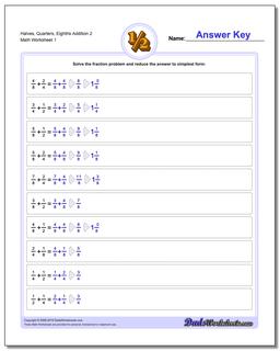 Halves, Quarters, Eighths Addition Worksheet 2 Adding Fraction Worksheets