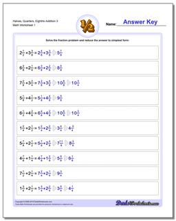 Halves, Quarters, Eighths Addition Worksheet 3 Adding Fraction Worksheets