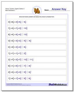 Halves, Quarters, Eighths Addition Worksheet 3 /worksheets/fraction-addition.html