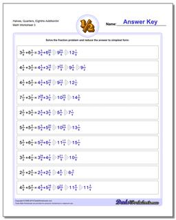 Halves, Quarters, Eighths Addition Worksheet54