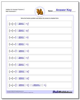 Addition Worksheet for Improper Fraction Worksheets 2 