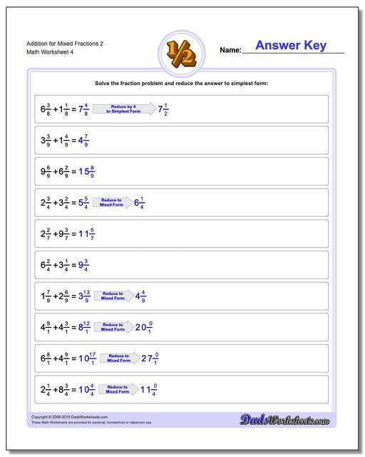 Adding Mixed Fractions with a Common Denominator