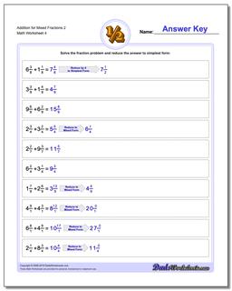 Addition Worksheet for Mixed Fraction Worksheets 2