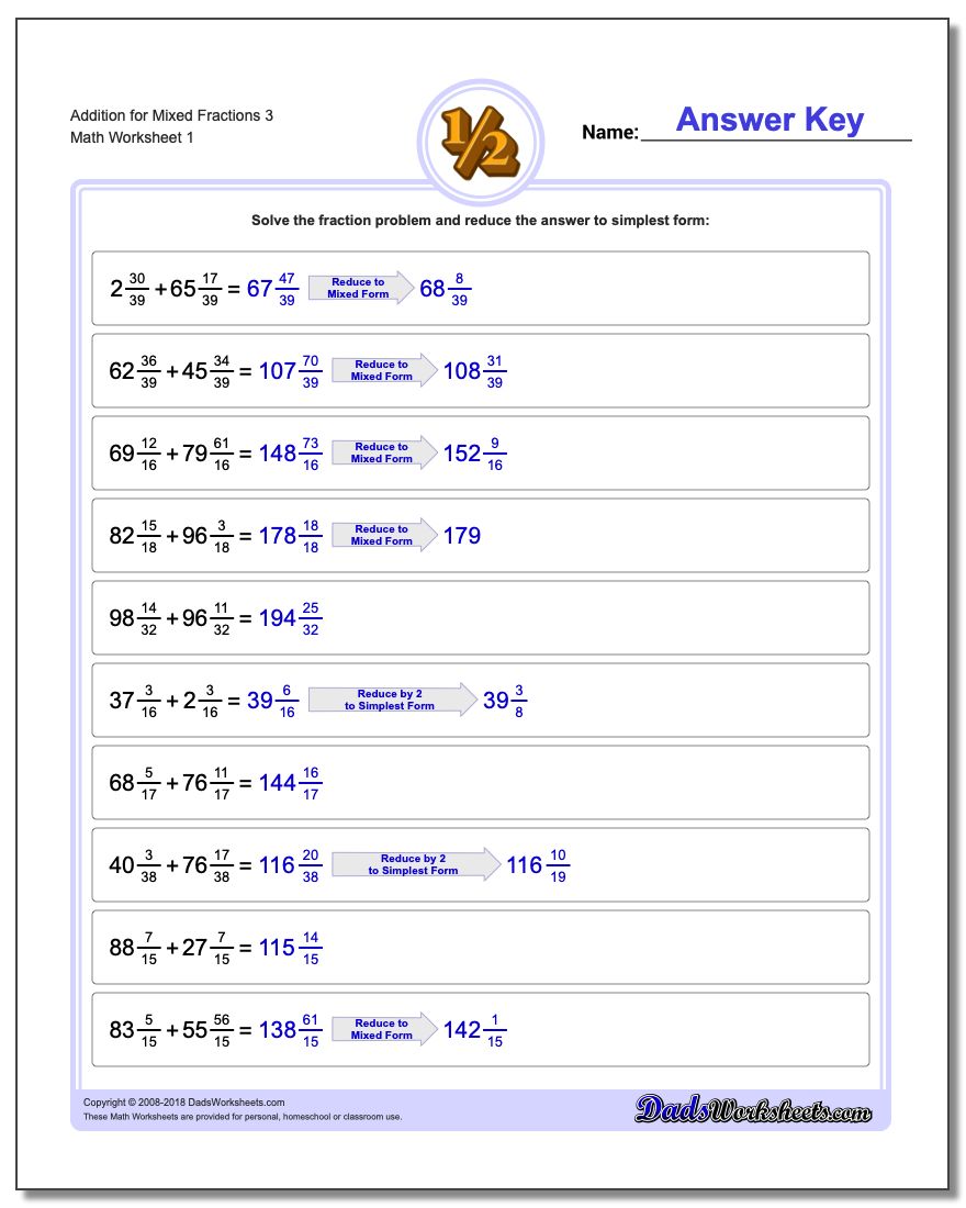 worksheet Adding Mixed Fractions adding mixed fractions with a common denominator fraction worksheets addition worksheet for 3