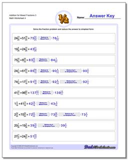 Addition Worksheet for Mixed Fraction Worksheets 3