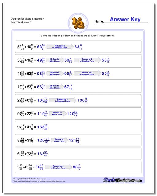 Adding Mixed Fractions with a Common Denominator