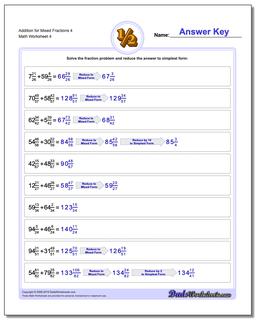 Addition Worksheet for Mixed Fraction Worksheets 4