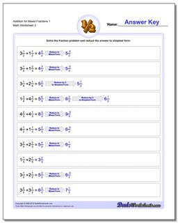 Addition Worksheet for Mixed Fraction Worksheets 1