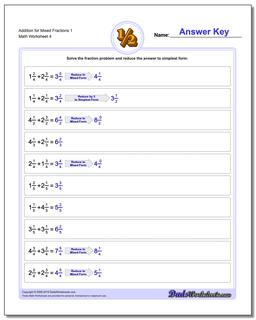 Addition Worksheet for Mixed Fraction Worksheets 1