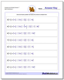 Fraction Worksheets and Wholes Division Worksheet 1