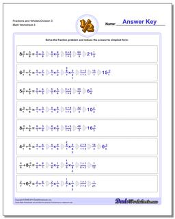 Fraction Worksheets and Wholes Division Worksheet 3