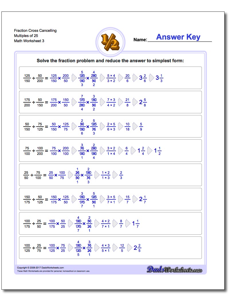 Fraction Division Cross Cancelling Workouts