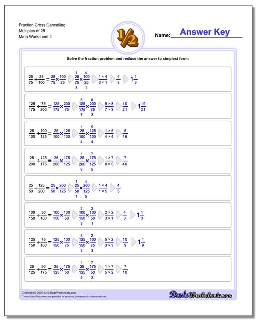 Fraction Division Cross Cancelling Workouts