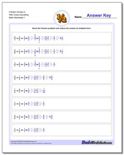 Fraction Worksheet Division Worksheet 2 With Cross-Cancelling Dividing Fractions