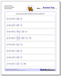 Fraction Worksheet Division Worksheet 2 With Cross-Cancelling /worksheets/fraction-division.html