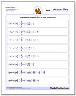 Fraction Worksheet Division Worksheet 4 With Cross-Cancelling