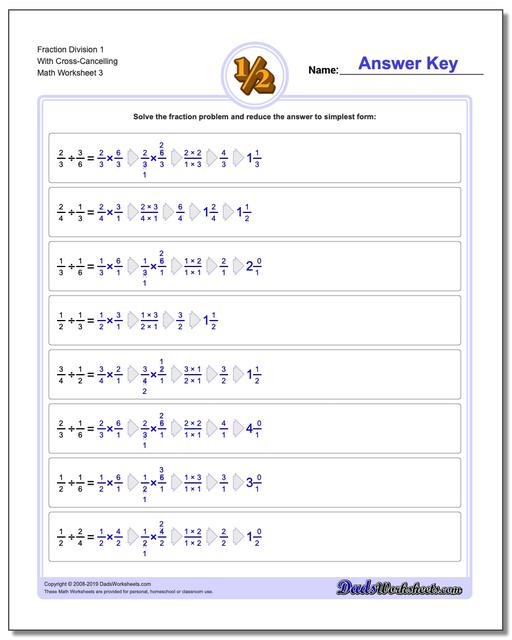 Dividing Fractions Division with Cross Cancelling