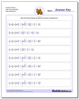 Fraction Worksheet Division Worksheet 1 With Cross-Cancelling