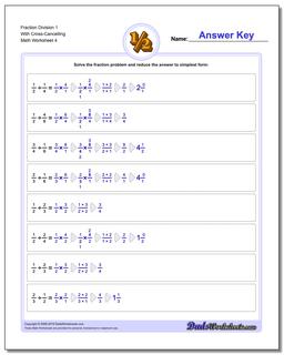 Fraction Worksheet Division Worksheet 1 With Cross-Cancelling