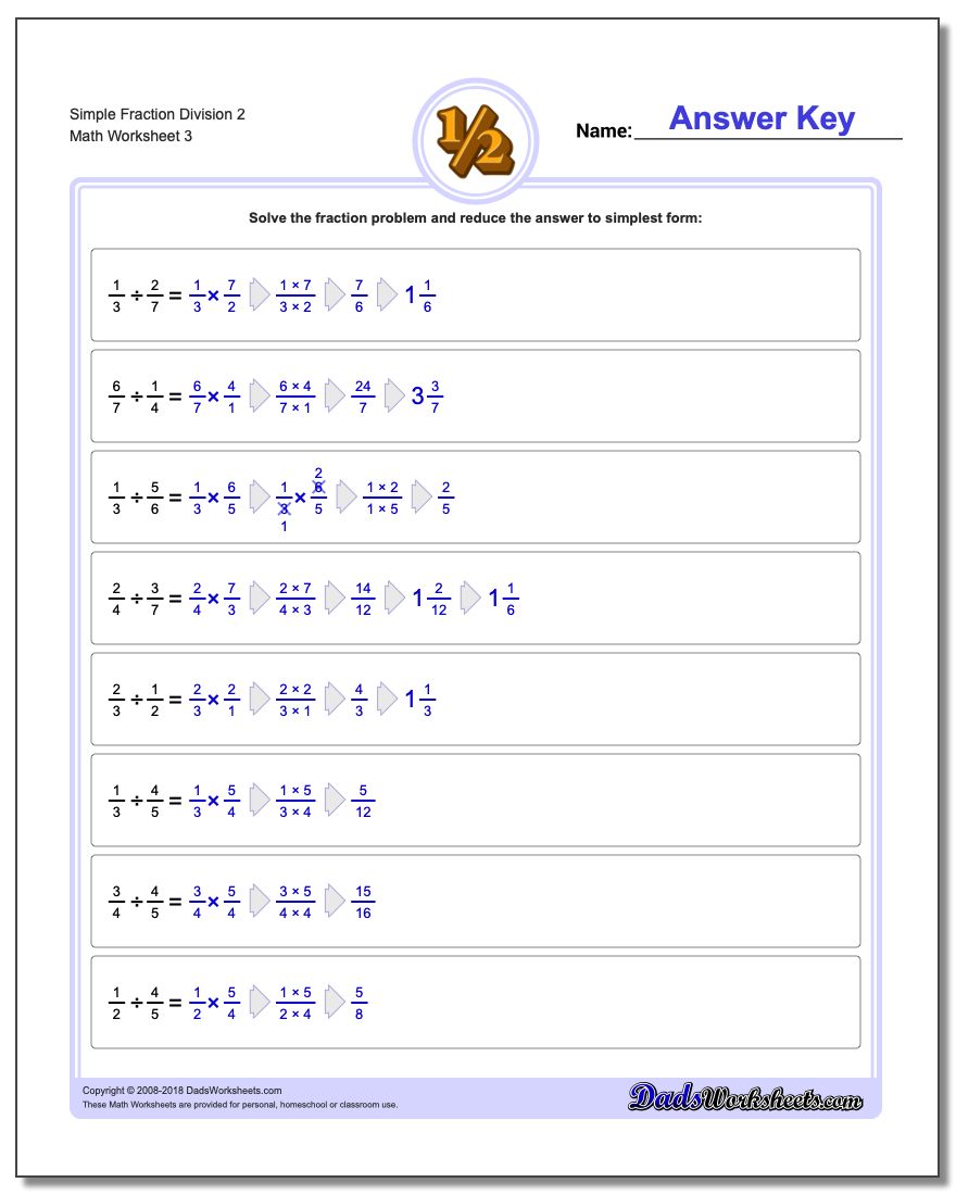 Simple Fraction Worksheet Division Worksheet 2