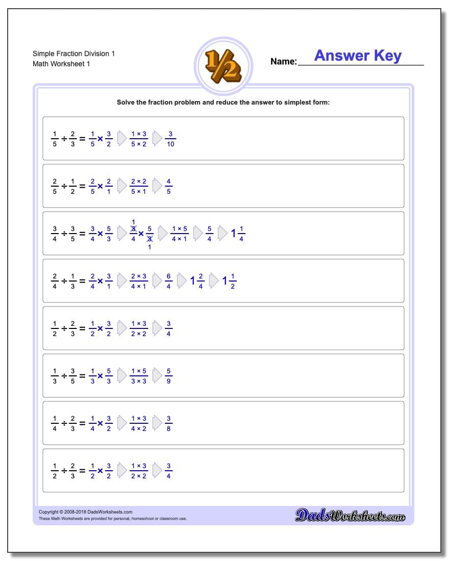 Dividing Fractions Word Problems Worksheet