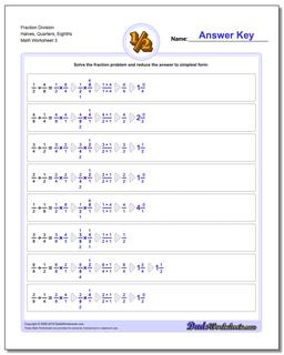 Fraction Worksheet Division Worksheet Halves, Quarters, Eighths