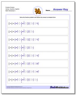 Fraction Worksheet Division Worksheet Halves, Quarters, Eighths