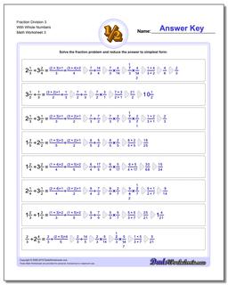 Fraction Worksheet Division Worksheet 3 With Whole Numbers