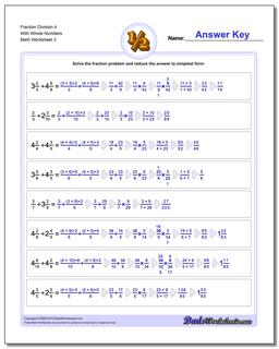 Fraction Worksheet Division Worksheet 4 With Whole Numbers