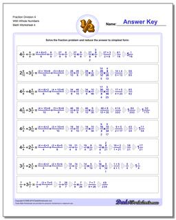 Fraction Worksheet Division Worksheet 4 With Whole Numbers