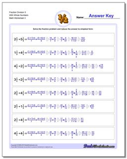 Fraction Worksheet Division Worksheet 5 With Whole Numbers