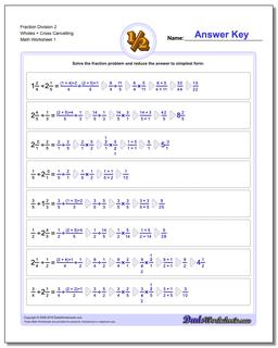 Fraction Worksheet Division Worksheet 2 Wholes + Cross Cancelling Dividing Fractions