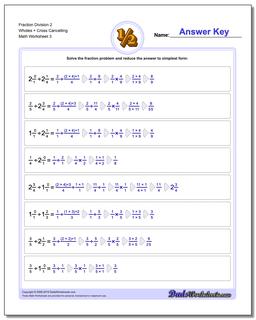 Fraction Worksheet Division Worksheet 2 Wholes + Cross Cancelling