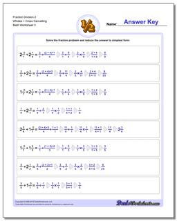 Fraction Worksheet Division Worksheet 2 Wholes + Cross Cancelling