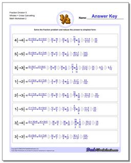 Fraction Worksheet Division Worksheet 5 Wholes + Cross Cancelling /worksheets/fraction-division.html