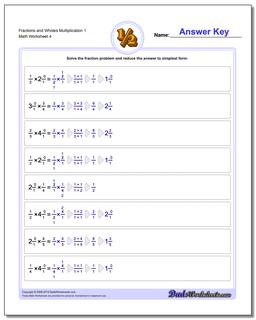 Fraction Worksheets and Wholes Multiplication Worksheet 1