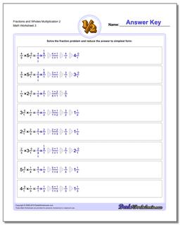 Fraction Worksheets and Wholes Multiplication Worksheet 2