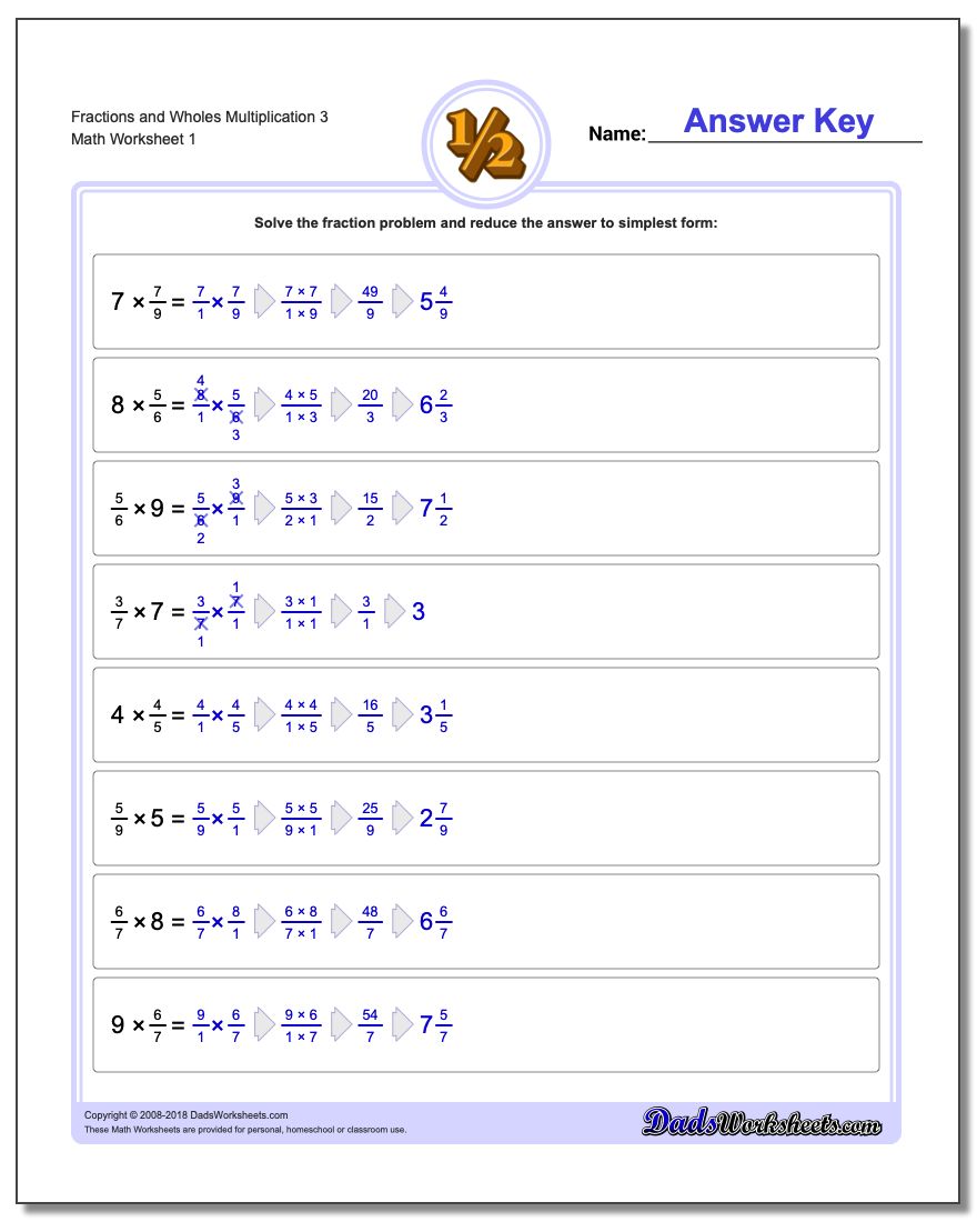 Multiplying Fraction Worksheets and Wholes Multiplication Worksheet 3