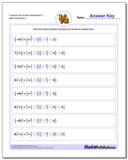 Fraction Worksheets and Wholes Multiplication Worksheet 3