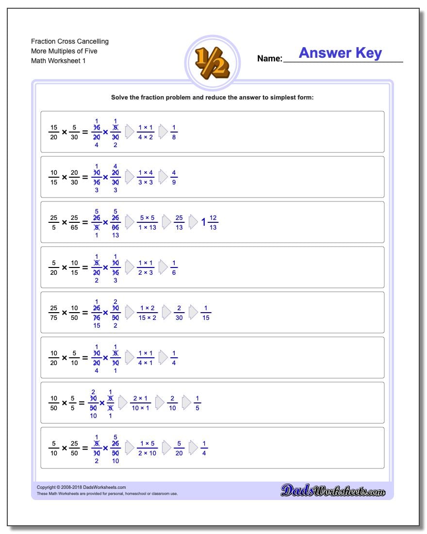 Fraction Multiplication Cross Cancelling Workouts
