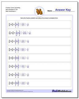 Fraction Worksheet Cross Cancelling More Multiples of Ten /worksheets/fraction-multiplication.html