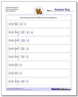 Fraction Worksheet Multiplication Worksheet 4 With Cross-Cancelling