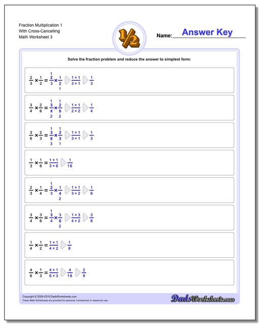 Fractions Cross Multiplication Worksheets