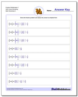 Fraction Worksheet Multiplication Worksheet 1 With Cross-Cancelling