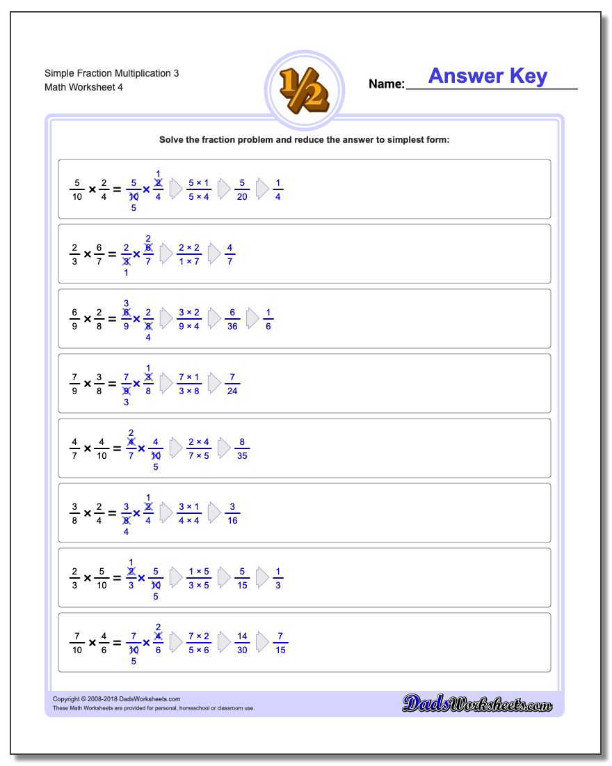 Simple Fraction Worksheet Multiplication Worksheet 3