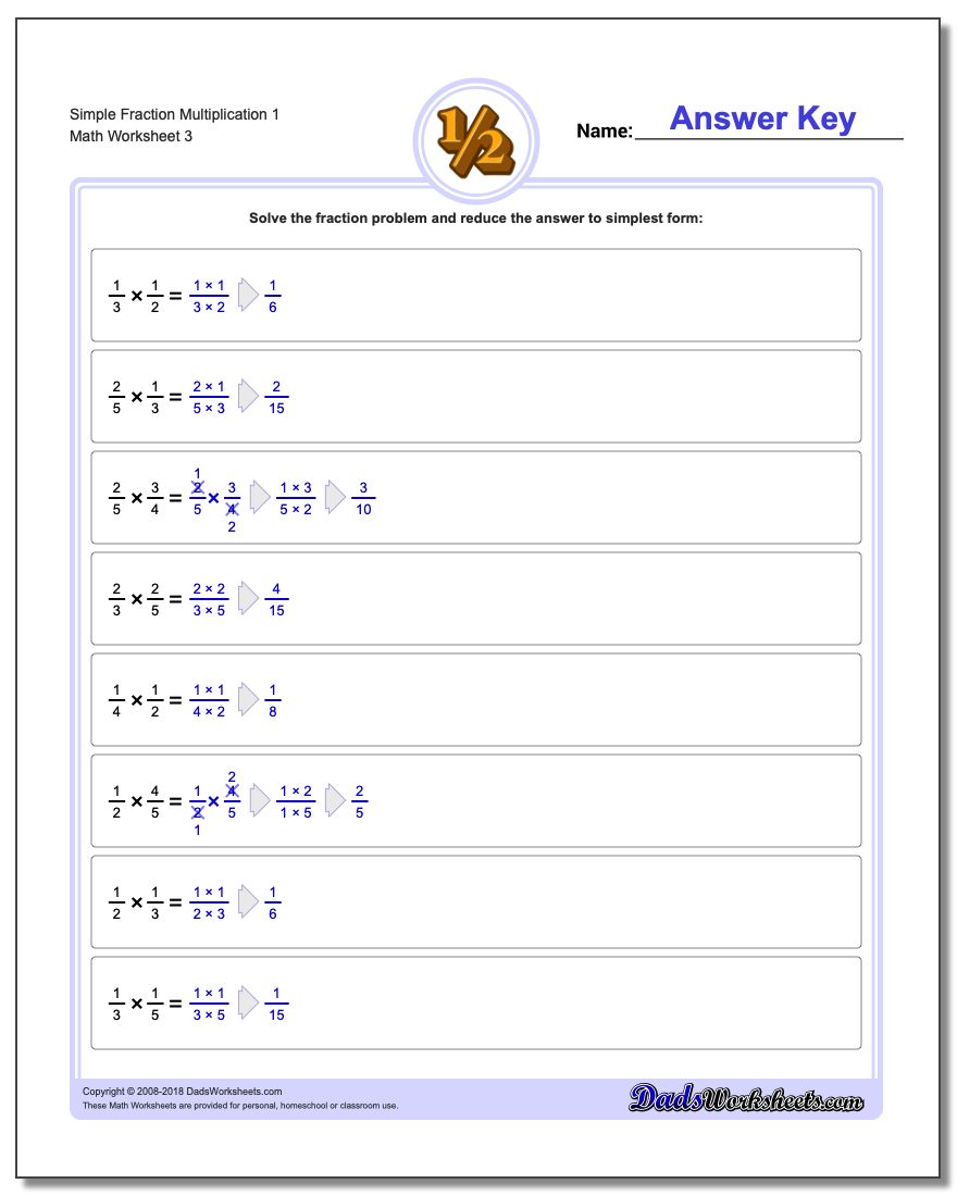 Simple Fraction Worksheet Multiplication Worksheet 1