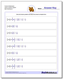 Fraction Worksheet Multiplication Worksheet Halves, Quarters, Eighths