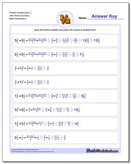 Fraction Worksheet Multiplication Worksheet 2 With Whole Numbers